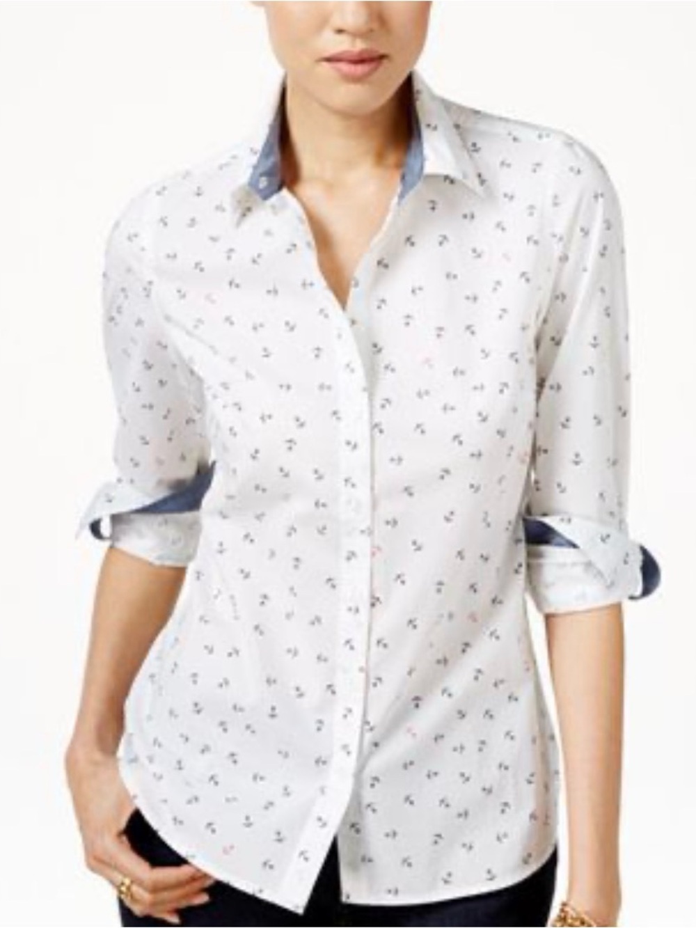 Tommy Hilfiger White Anchor Print Button-down Shirt